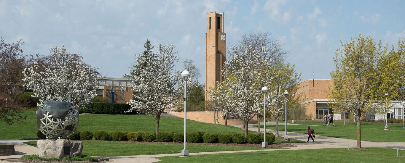 Clock tower on the campus of Ferris State University in Big Rapids MI