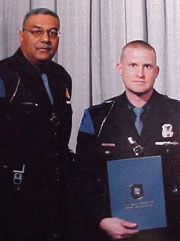 Officer J. Andrew Williams receiving the Michigan State Police Bravery Award