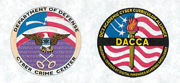 Department of Defense Cyber Crime Center logo,  DC3 Academic Cyber Curriculum Alliance - National Centers of Digital Forensics Academic Excellence