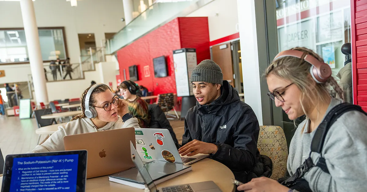 Students working together in the Eisler Center on the campus of Ferris State University in Big Rapids MI