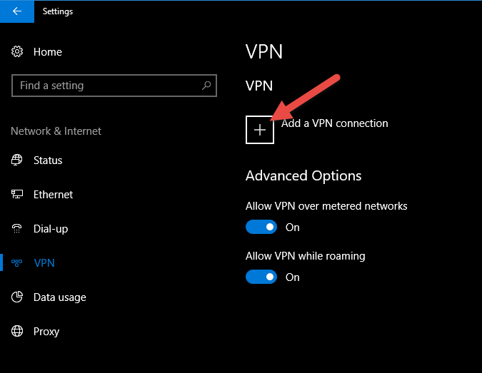  Select Add a VPN connection