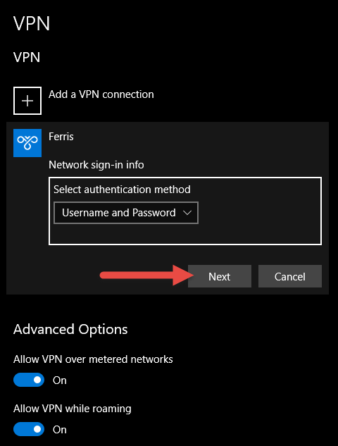  Select VPN Multi-Factor Authentication option, then Next