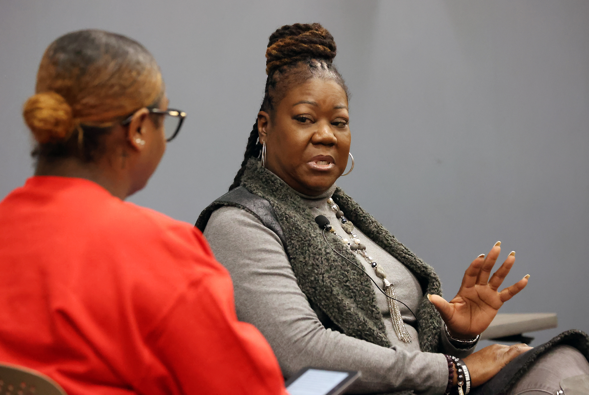 Sybrina Fulton, mother of Trayvon Martin, speaks at Ferris State on Wednesday, Jan. 17.