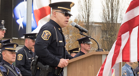 Ferris Police Captain Gary Green speaking at an event