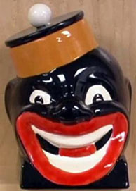 large red lips blackface ceramic jar
