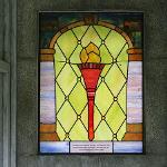 VIEW OF THE STAINED GLASS WINDOW IN THE FERRIS MAUSOLEUM 