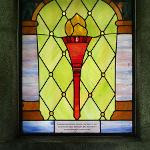 VIEW OF THE STAINED GLASS WINDOW IN THE FERRIS MAUSOLEUM 