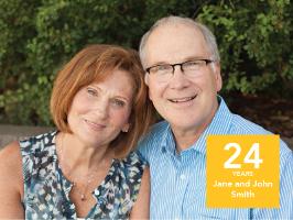 Jane and John Smith, 24 years
"We met in Pharmacy School—that's where our journey together began."