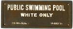 White swimming pool sign 