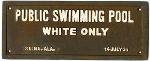 White swimming pool sign 