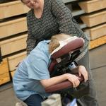 A picture of a participant getting a massage.