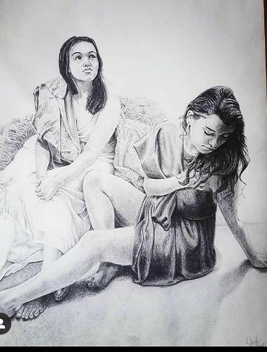 Two women artwork
