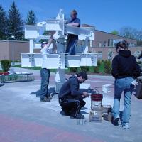 Welding & Construction Students with Grounds Crew Erect SSTS