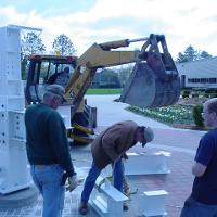 Welding & Construction Students with Grounds Crew Erect SSTS