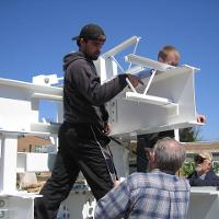 Welding & Construction Students with Grounds Crew Erect SSTS