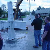 Welding & Construction Students with Grounds Crew Erect SSTS