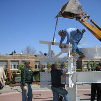 Welding & Construction Students with Grounds Crew Erect SSTS