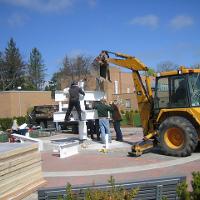 Welding & Construction Students with Grounds Crew Erect SSTS