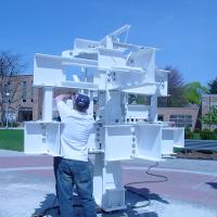 Welding & Construction Students with Grounds Crew Erect SSTS