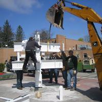 Welding & Construction Students with Grounds Crew Erect SSTS