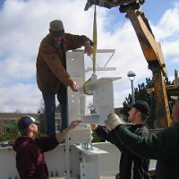 Welding & Construction Students with Grounds Crew Erect SSTS