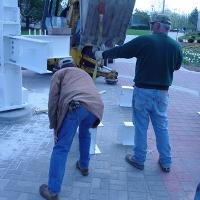 Welding & Construction Students with Grounds Crew Erect SSTS