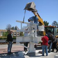 Welding & Construction Students with Grounds Crew Erect SSTS