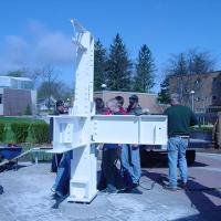 Welding & Construction Students with Grounds Crew Erect SSTS