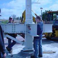 Welding & Construction Students with Grounds Crew Erect SSTS