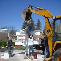 Welding & Construction Students with Grounds Crew Erect SSTS