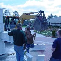 Welding & Construction Students with Grounds Crew Erect SSTS