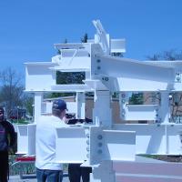 Welding & Construction Students with Grounds Crew Erect SSTS