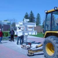 Welding & Construction Students with Grounds Crew Erect SSTS