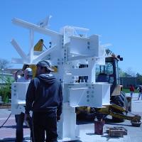 Welding & Construction Students with Grounds Crew Erect SSTS