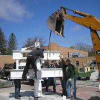 Welding & Construction Students with Grounds Crew Erect SSTS