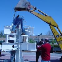 Welding & Construction Students with Grounds Crew Erect SSTS