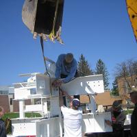 Welding & Construction Students with Grounds Crew Erect SSTS