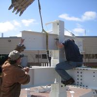 Welding & Construction Students with Grounds Crew Erect SSTS