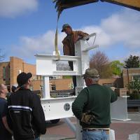 Welding & Construction Students with Grounds Crew Erect SSTS