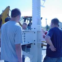 Welding & Construction Students with Grounds Crew Erect SSTS