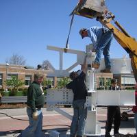 Welding & Construction Students with Grounds Crew Erect SSTS