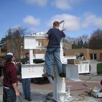 Welding & Construction Students with Grounds Crew Erect SSTS