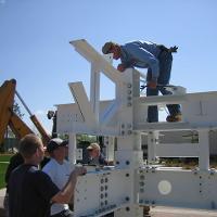 Welding & Construction Students with Grounds Crew Erect SSTS