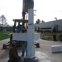 Welding & Construction Students with Grounds Crew Erect SSTS