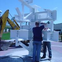 Welding & Construction Students with Grounds Crew Erect SSTS