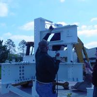 Welding & Construction Students with Grounds Crew Erect SSTS