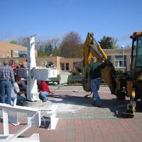 Welding & Construction Students with Grounds Crew Erect SSTS