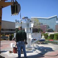 Welding & Construction Students with Grounds Crew Erect SSTS