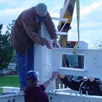 Welding & Construction Students with Grounds Crew Erect SSTS