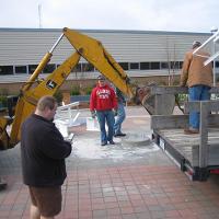 Welding & Construction Students with Grounds Crew Erect SSTS